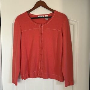 Orvis Cashmere Cotton Corral Pink Cardigan Button Sweater‎ Women’s Size Medium